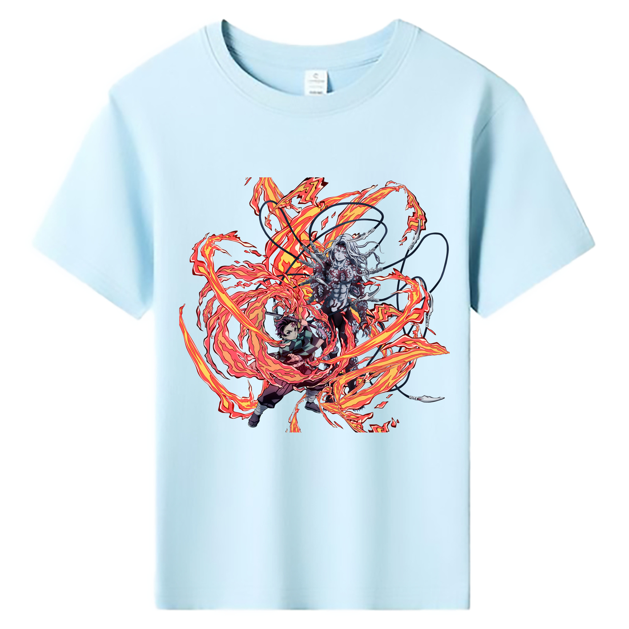 （画像用） 鬼滅の刃 竈門 炭治郎／かまど たんじろう Kamado Tanjirou 綿100％キッズTシャツ（フロントプリント）